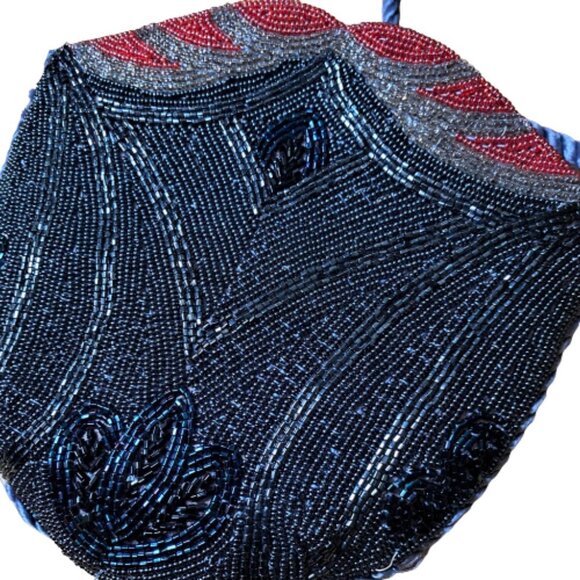 Vintage 90s beaded sequin evening crossbody purse - Picture 9 of 13